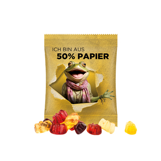 Minitüte,10 g, Papierfolie weiß, Trolli Fruchtgummibären, 30% Fruchtsaftqualität