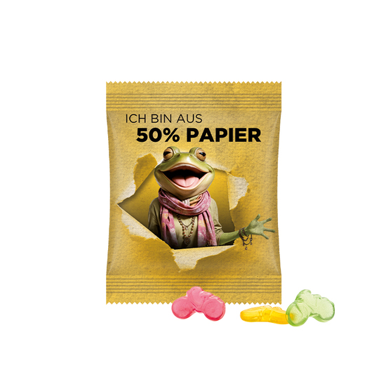 Minitüte, 15 g, Papierfolie weiß, Trolli Fruchtgummi Fahrrad