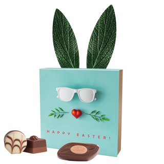 Lindt Präsent im Werbeschuber "Hasenohren", Lindt Mini Pralinés