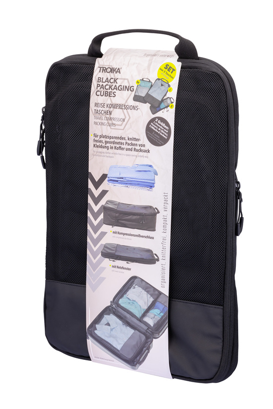 TROIKA Reise-Kompressionstaschen Set TROIKA BLACK PACKING CUBES