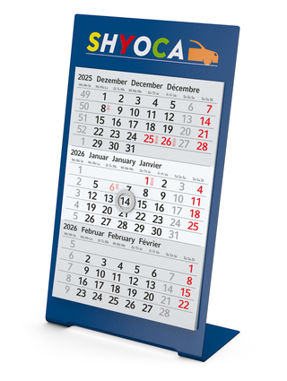 Tischkalender Desktop 3 Color Bestseller, 1 Jahr, blau