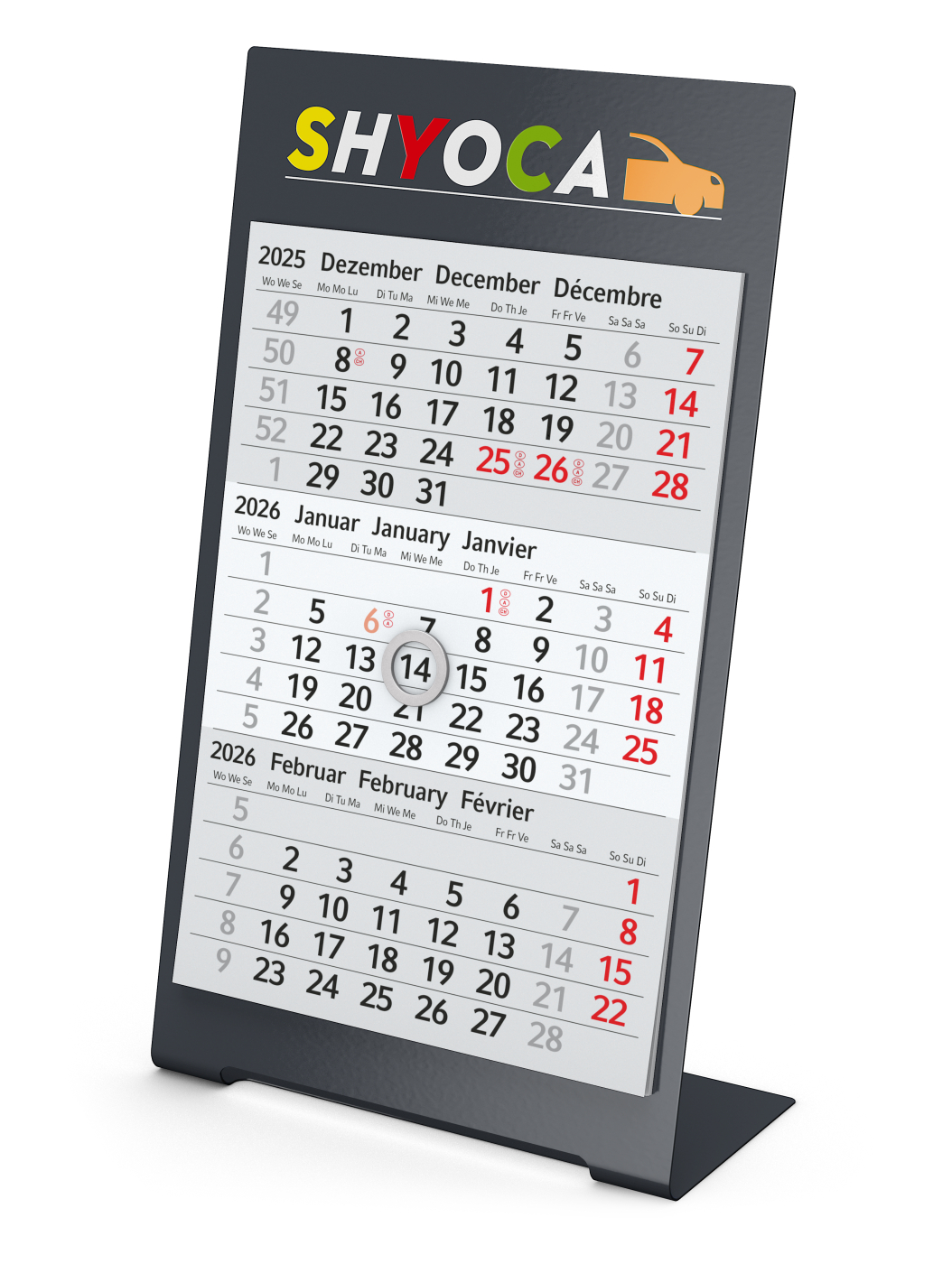 Tischkalender Desktop 3 Color Bestseller, 2 Jahre, anthrazit