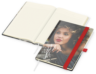 Notizbuch Match-Book Creme Bestseller, A5, Cover-Star, matt-individuell, rot