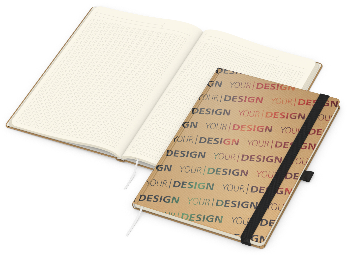 Notizbuch Match-Book Creme Bestseller, A4, Natura, braun-individuell, schwarz