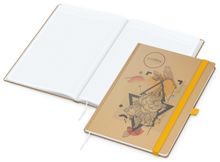 Notizbuch Match-Book White Bestseller, A4, Natura, braun-individuell, gelb