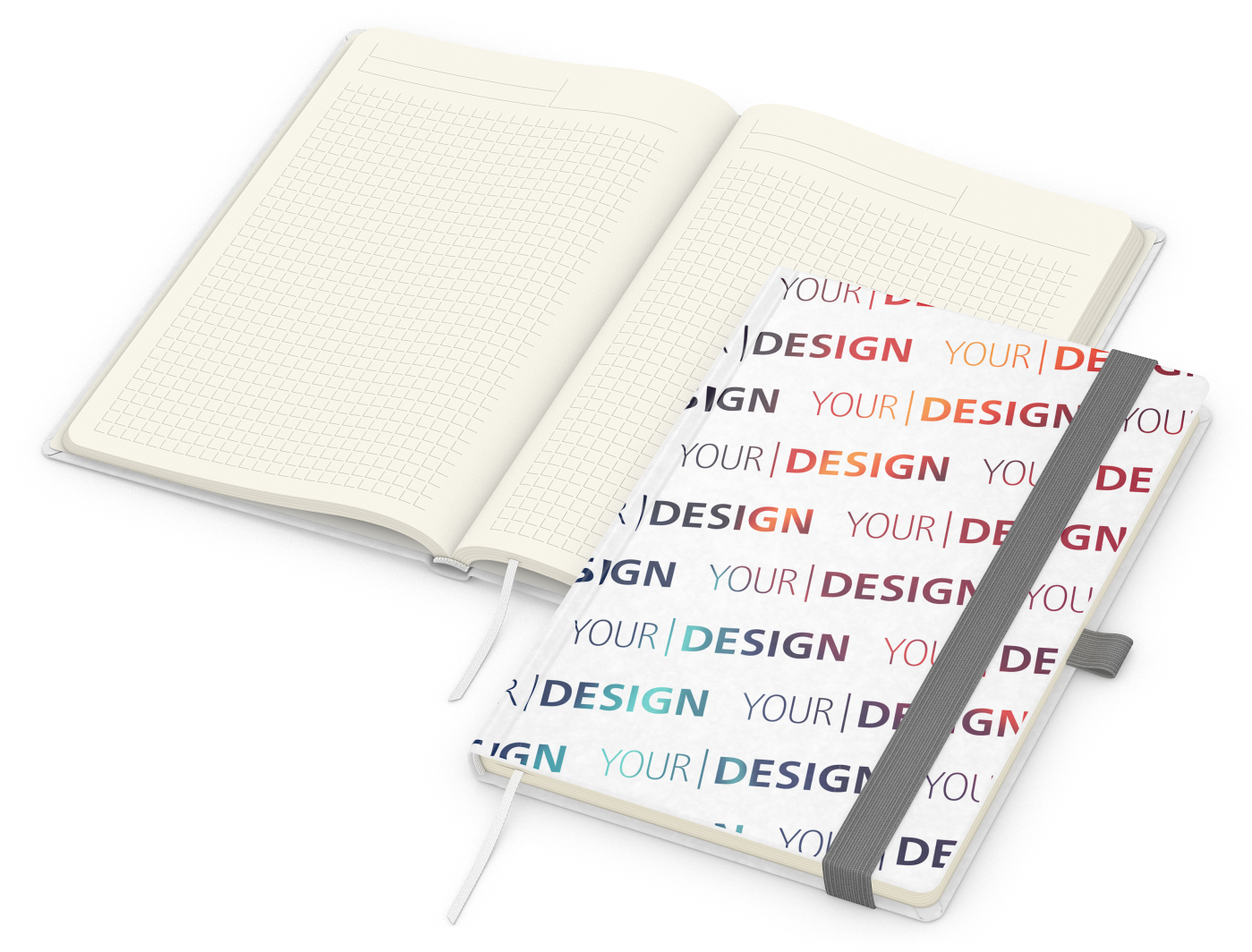 Notizbuch Match-Book Creme Bestseller, A5, Natura, individuell, silbergrau