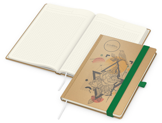 Notizbuch Match-Book Creme Bestseller, A5, Natura, braun-individuell, grün