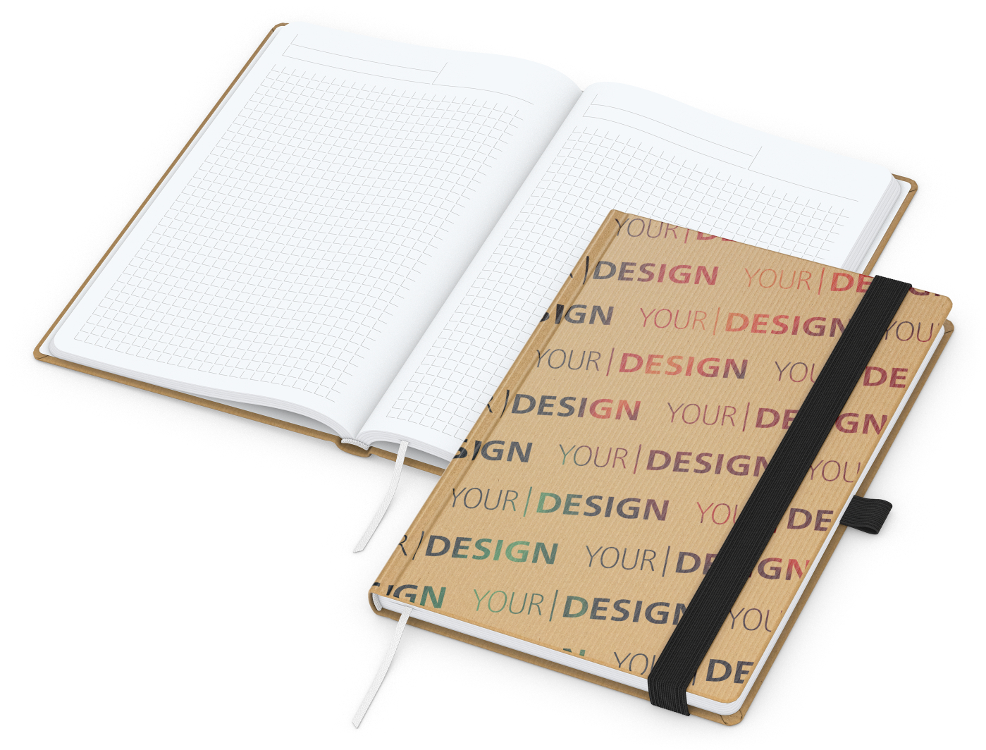 Notizbuch Match-Book White Bestseller, A5, Natura, braun-individuell, schwarz