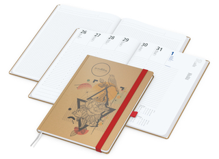 Wochenplaner Match-Hybrid White Bestseller, A4, Natura braun-individuell, rot