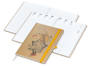 Wochenplaner Match-Hybrid White Bestseller, A4, Natura braun-individuell, gelb