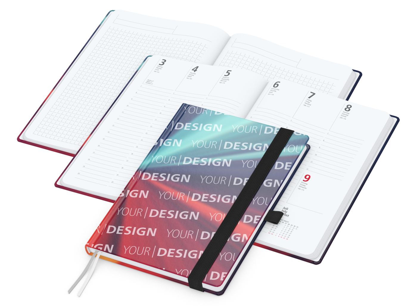 Wochenplaner Match-Hybrid White Bestseller, A5, Cover-Star gloss-individuell, schwarz