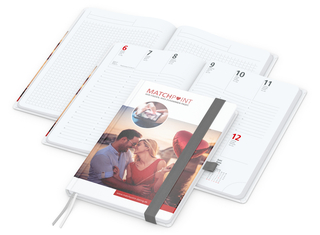 Wochenplaner Match-Hybrid White Bestseller, A5, Cover-Star matt-individuell, silbergrau