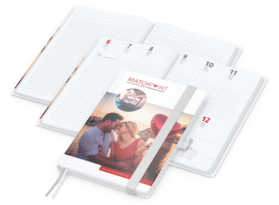 Wochenplaner Match-Hybrid White Bestseller, A5, Cover-Star matt-individuell, weiß