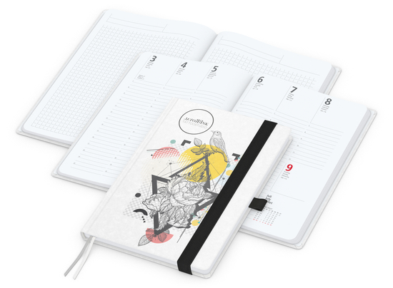 Wochenplaner Match-Hybrid White Bestseller, A5, Natura individuell, schwarz