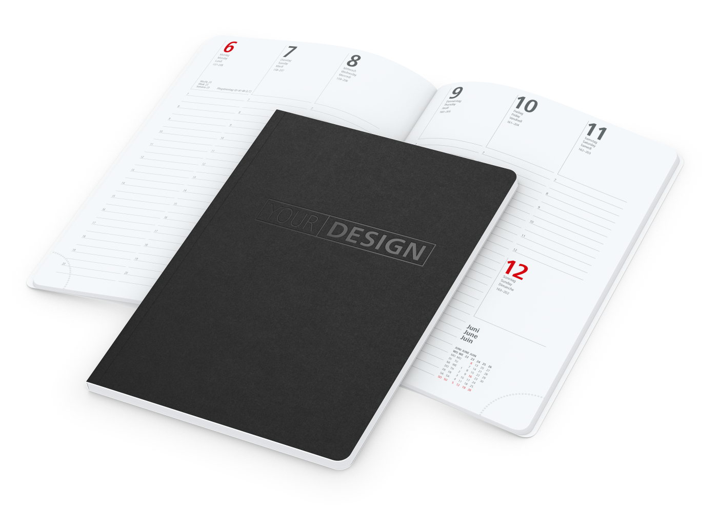Wochenkalender Prestige-Flexx Bestseller inkl. Prägung schwarz-glänzend