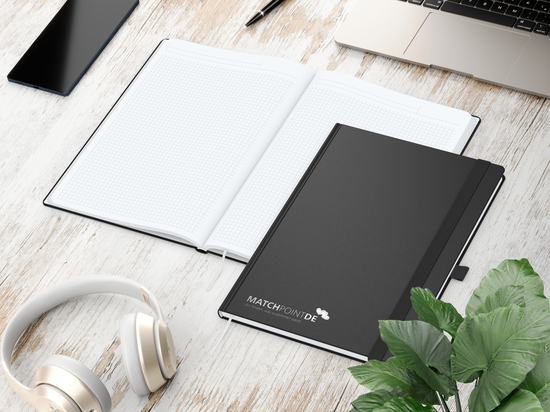Notizbuch Vision-Book White Bestseller, A4, schwarz inkl. Silberprägung
