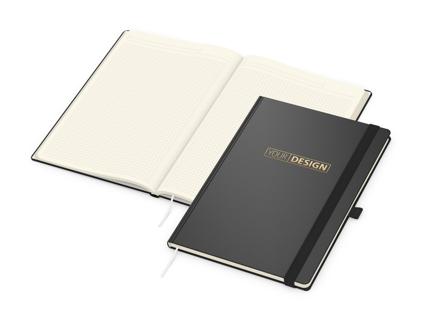 Notizbuch Vision-Book Creme Bestseller, A4, schwarz inkl. Goldprägung