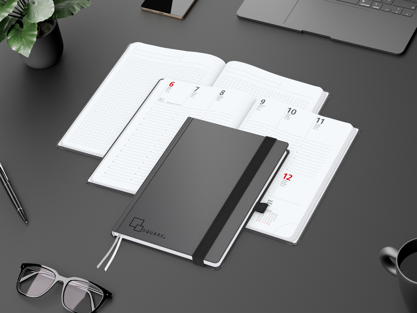 Wochenplaner Vision-Hybrid White Bestseller inkl. Prägung schwarz-glänzend