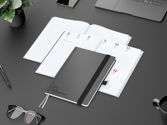Wochenplaner Vision-Hybrid White Bestseller inkl. Prägung schwarz-glänzend