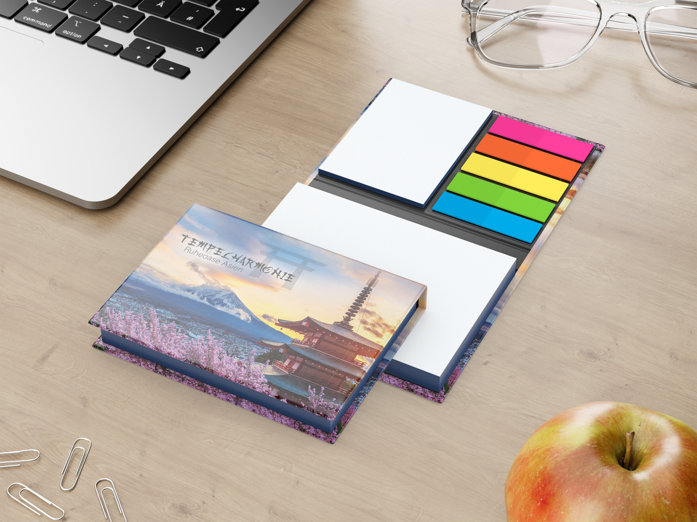 Haftnotiz-Set Wien Bookcover White Bestseller, gloss-individuell, Farbschnitt blau