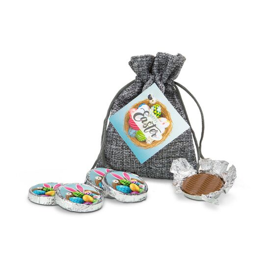 Geschenkset / Präsenteset: Oster-Schokotaler im Säckchen 2K1663