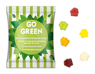 Fruchtgummi Standardformen 10 g Haus transparente kompostierbare Folie