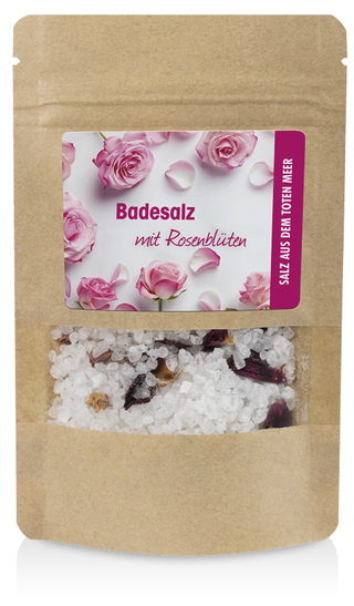 Badesalz mit Blüten, 30 g in ZIP-Tasche mit 4c Etikett