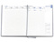 Wochenkalender "Manager D" im Format 21 x 26 cm, deutsches Kalendarium Grau/Blau mit Leseband, 144 Seiten Fadenheftung, Eckenperforation, Einband Balacron weiß