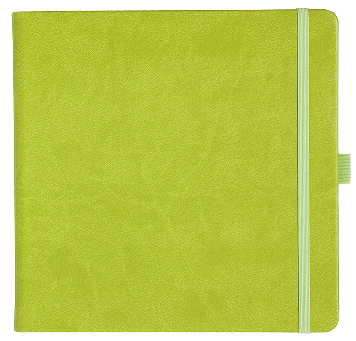 Notizbuch Style Square im Format 17,5x17,5cm, Inhalt kariert, Einband Slinky in der Farbe Lime