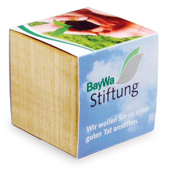 Pflanz-Holz mit Samen (Graspapier-Banderole) - Petersilie, 2 Seiten gelasert