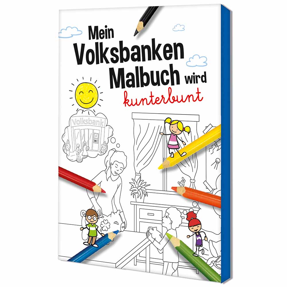 Malbuch / Mal-Set A6 - Volksbanken - Malset mit individuellen Vorder- und Rückseiten