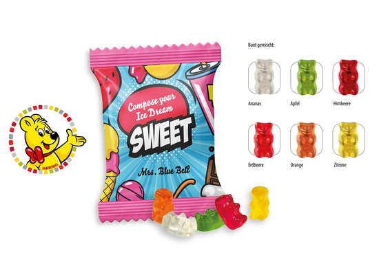 HARIBO Mini Goldbären Werbetüte, Inhalt: HARIBO Mini Goldbären bunt gemischt ca. 10 g