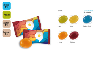 Bonbon zuckerfrei vegan Flowpack, Inhalt: Sport Bonbon mit Magnesium