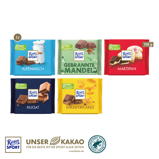 Ritter SPORT in Werbekartonage, 100 g