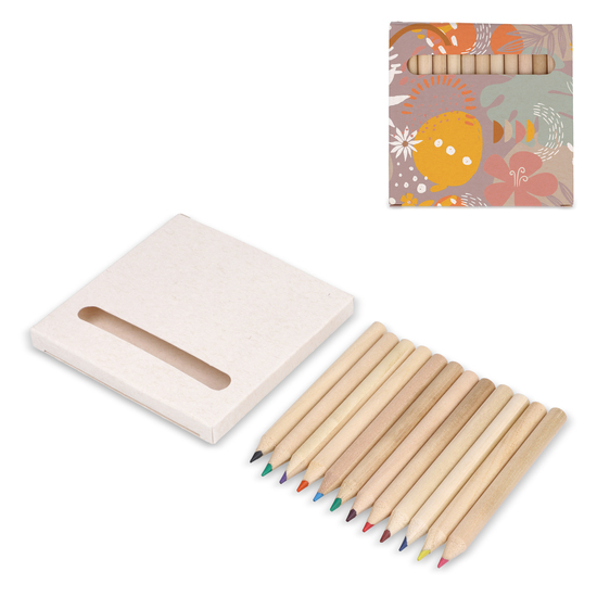 12 Buntstifte in einer Schachtel aus recyceltem Milchkarton