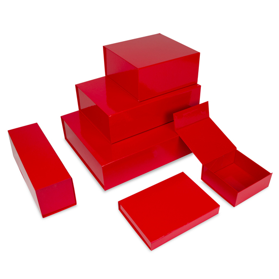 Luxus Magnetfaltkartonagen VPD079 22 x 16,5 x 3 cm rot hochglanz